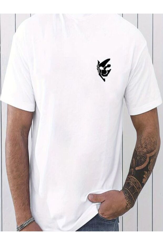 Men's White Printed T-Shirt