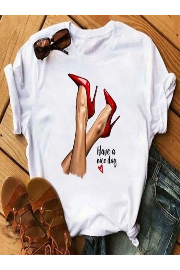 White Printed Women's Oversize T-Shirt