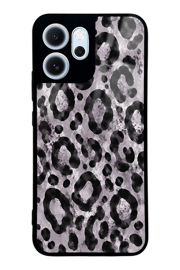 Oppo Reno 14F Gray Leopard Design Glossy Phone Case