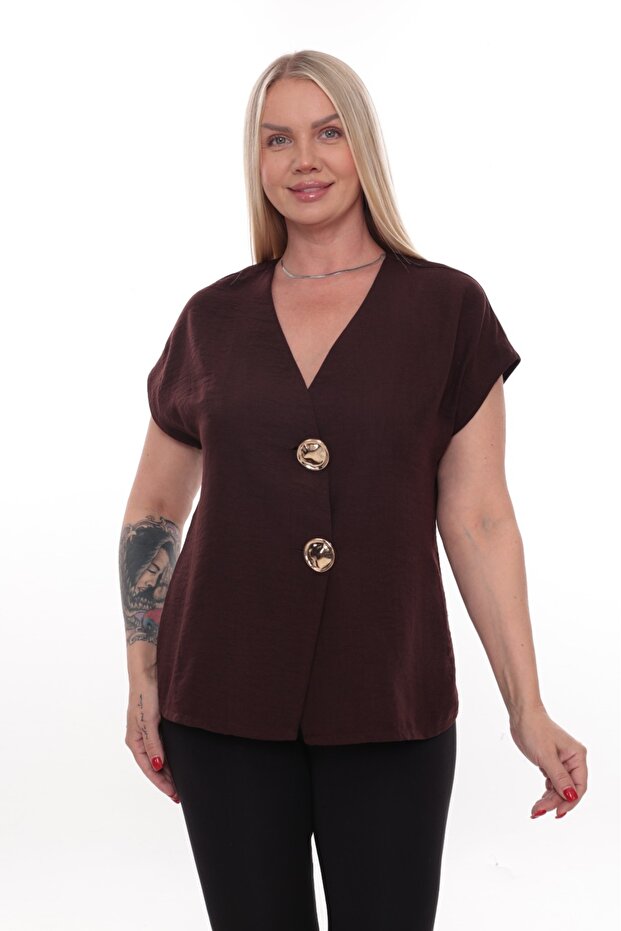 V-Neck Buttoned Detailed Vest