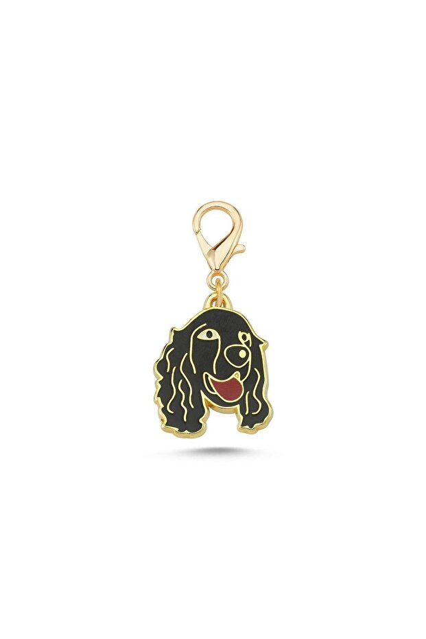 Cocker Black Gold Plated Enameled Accessory