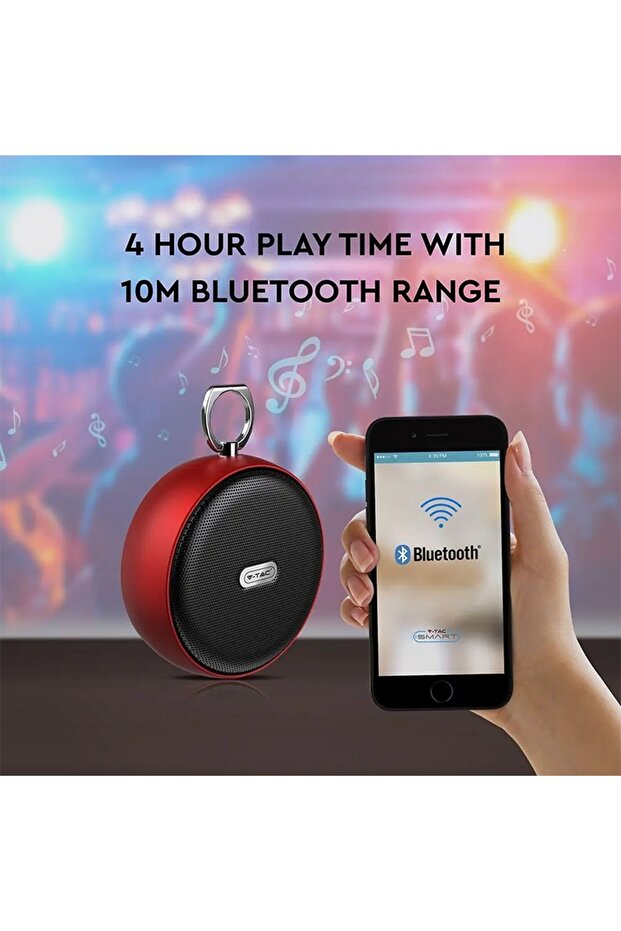 Portable Bluetooth Speaker 4W, Red - 6