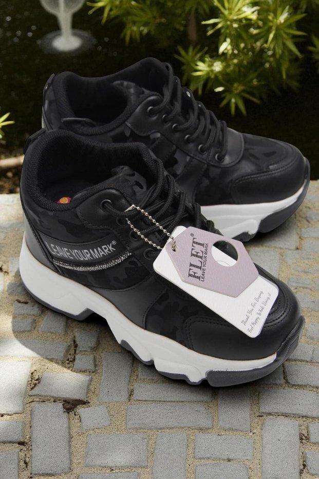 Hidden Heel Sole Sneaker Women's Sports Shoes Black