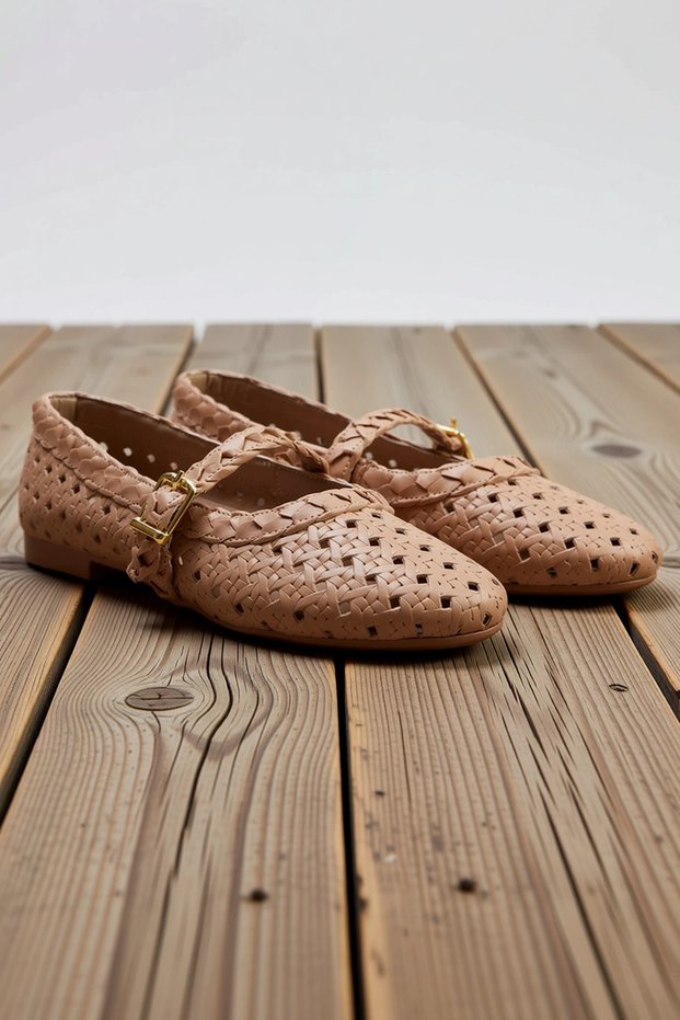 Women's Knitted Patterned Mary Jane Ballerina Flat Heels Round Toe Comfortable Daily Shoes Modern Stylish