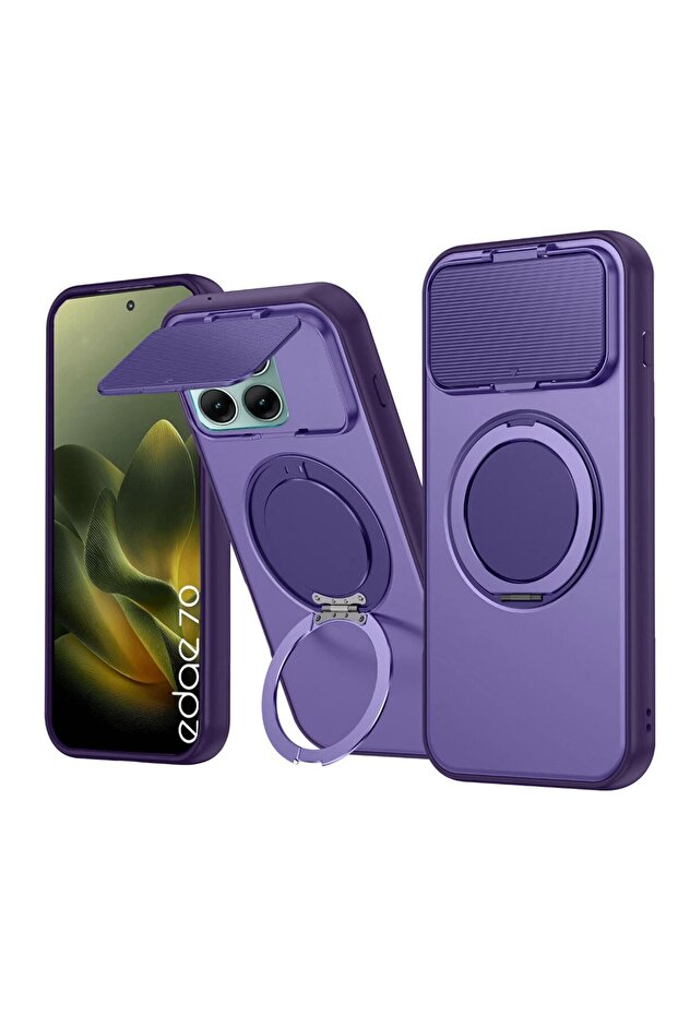Motorola Edge 70 Fusion 5G 2026 Magnetic Hybrid Working Camera Protection Stand 360° Rotatable Magsafe Ring Case Cover