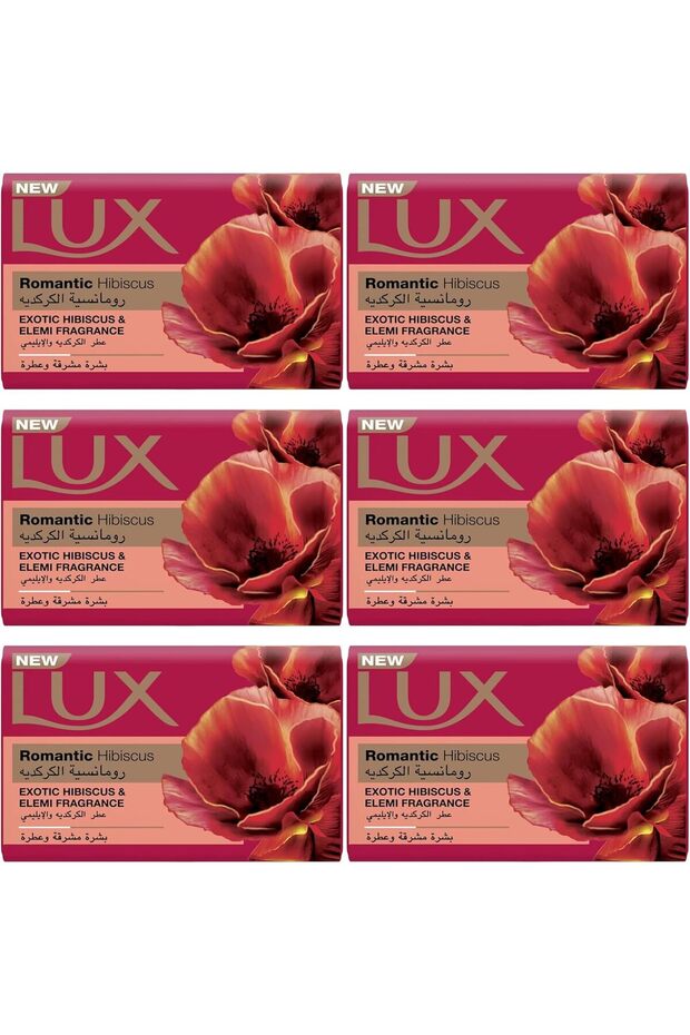 Bar Soap For Fragrant Glowing Skin, Romantic Hibiscus, With Exotic Hibiscus and Elemi Fragrance, 170g, Pack of 6