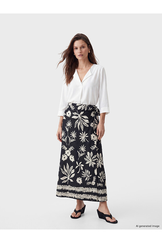 Trendlucky Patterned Skirt with Tie Waist