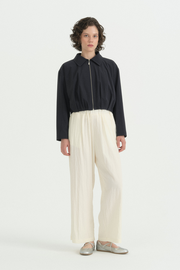 Pili Detailed Crop Jacket - Navy Blue