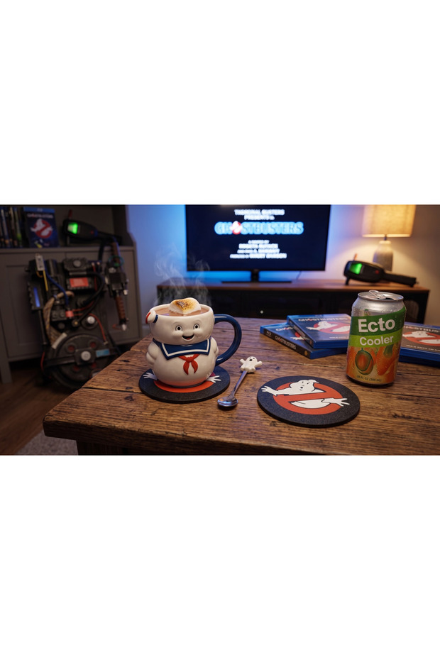 Set of 2 Nostalgic Ghost Themed Coasters - 80S Cinema Legend 3D Coasters (10X10 cm)
