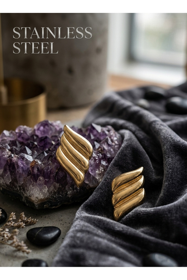 316L Steel Gold Color Motif Model Earrings