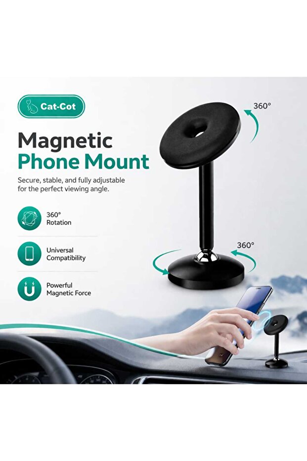 Cat-Cot Magnetic Phone Mount 360° Rotating Dashboard Car Holder