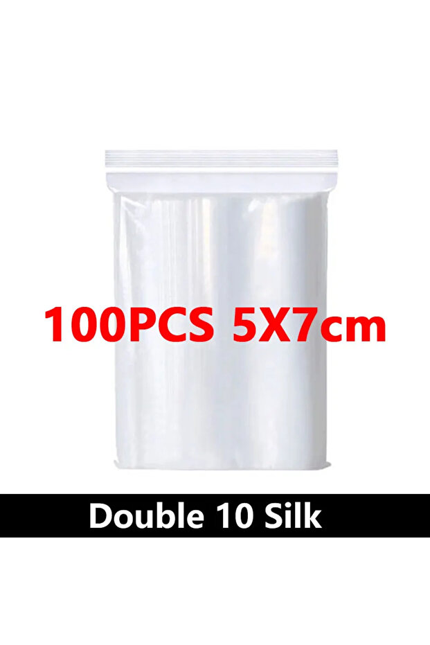 Double Sided 10-Silk 5x7cm(100pcs) 100Pcs Thicken Zipper Sealed Bags Clear Plastic Storage Bag for S