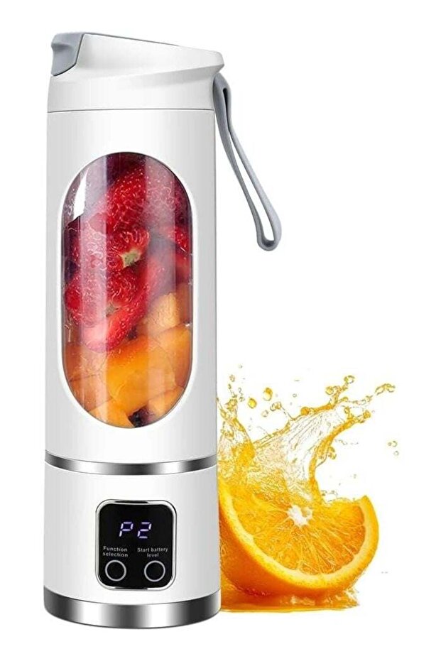 Portable USB Rechargeable Mini Blender 450ML – 12-Blade Juicer with Digital Display, 3 Modes