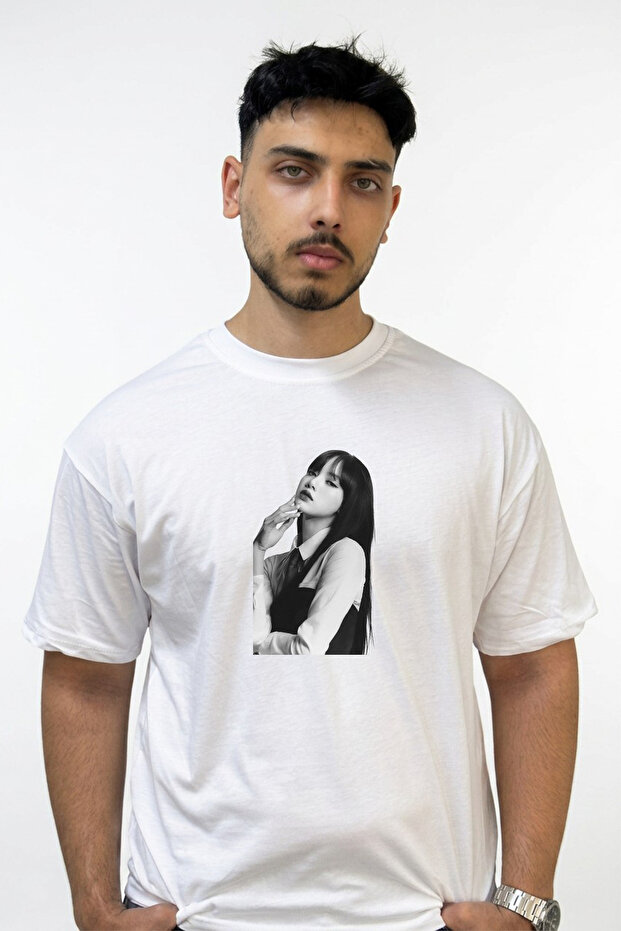 Lisa Design Printed Oversize White T-Shirt