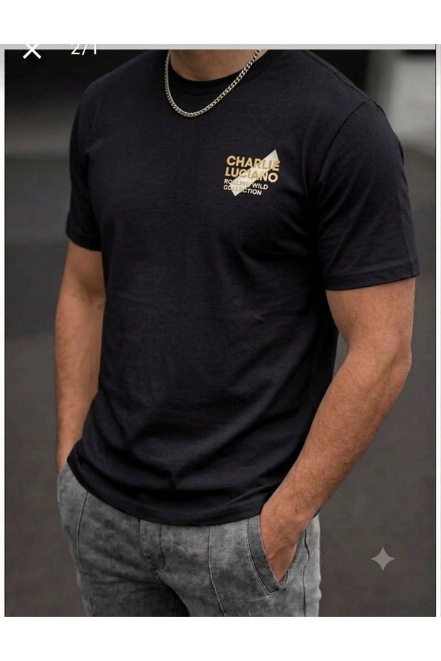 Men's Printed Crew Neck Oversized Wide Fit T-Shirt