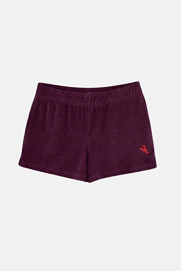 Istakoz Terry Women's Shorts - Burgundy