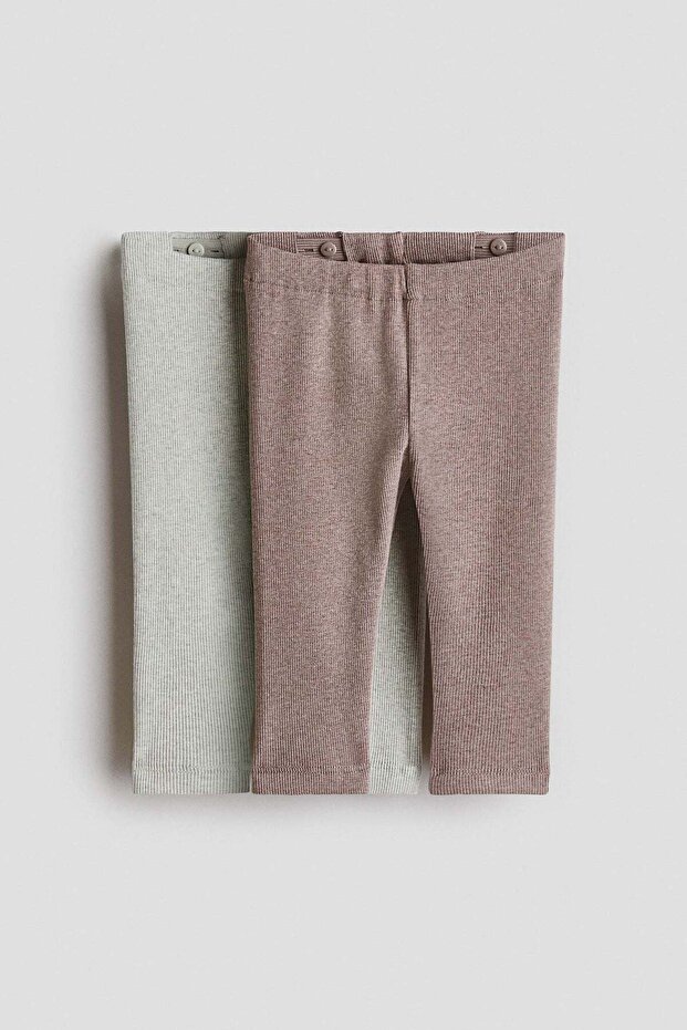 2-pack ribbed cotton leggings