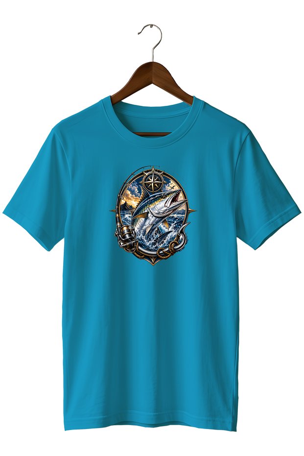 Orkinos Fish Printed Unisex T-Shirt Sea Fishing Outdoor Themed Crew Neck T-Shirt