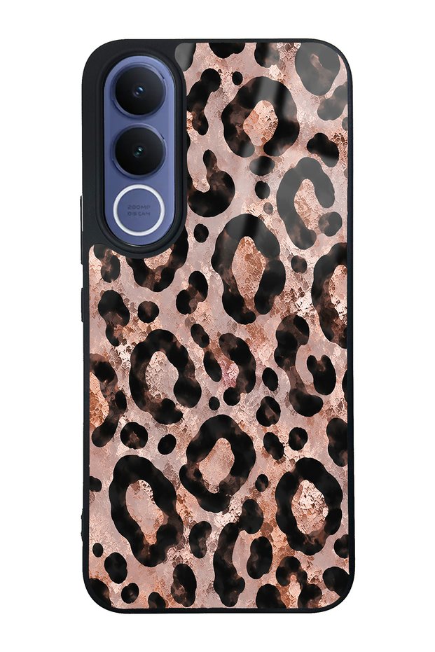 Vivo V70 Fe Rose Gold Leopard Design Glossy Phone Case