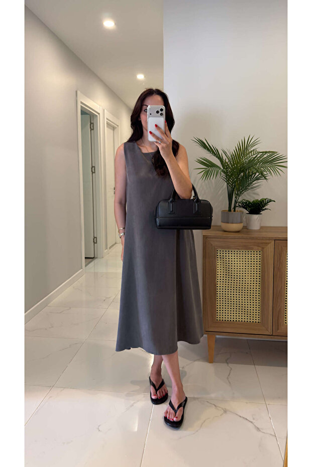 Frady Gray Sleeveless Dress