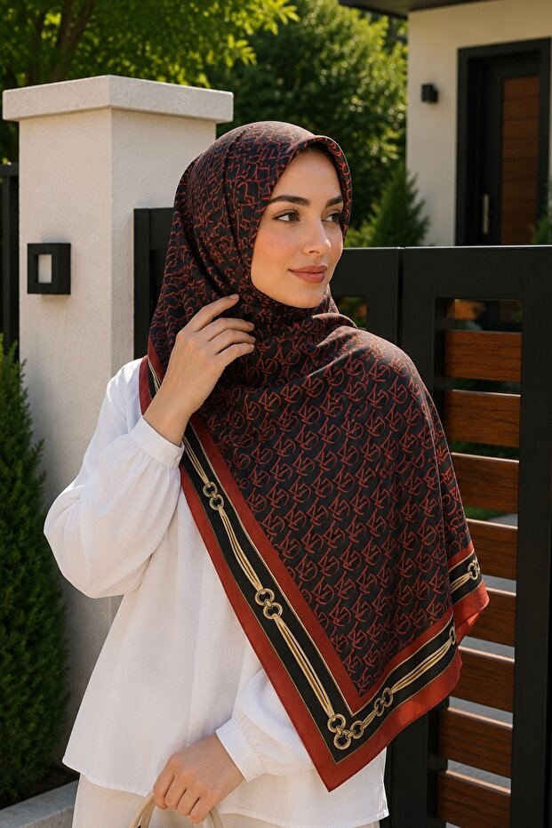Burgundy Patterned Cotton Shawl