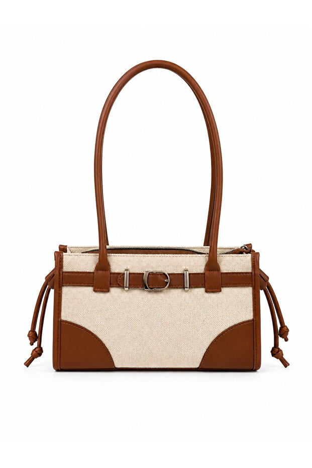Women's Linen Baguette Handbag and Shoulder Bag