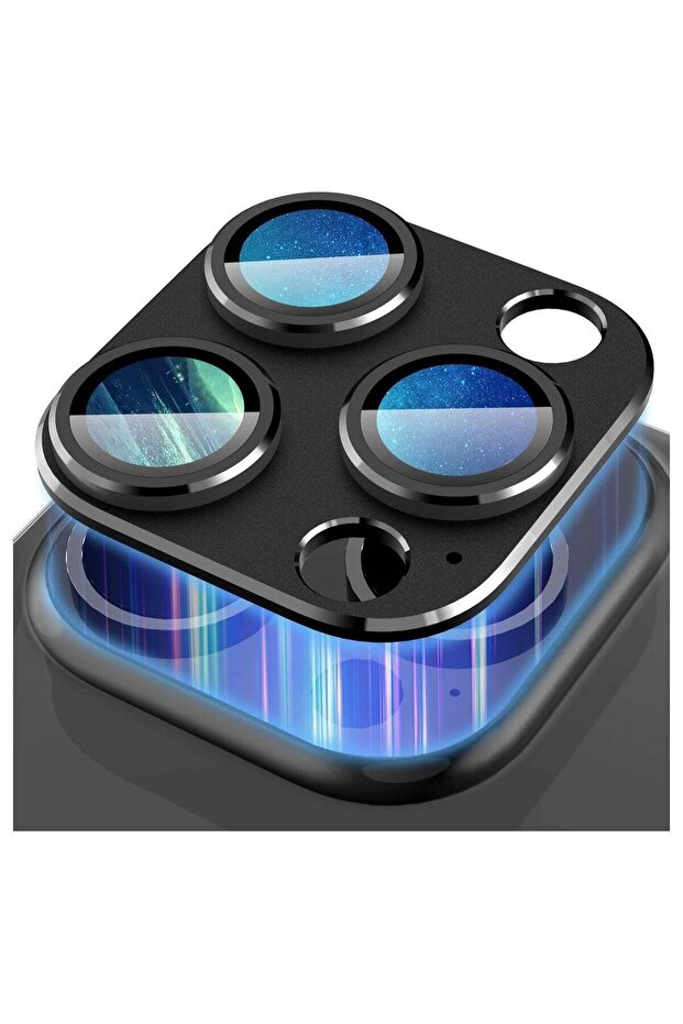 Camera Lens Protector for iPhone 15 Pro/Pro Max, Full Coverage 9H Tempered Glass Ring Cover (Black)