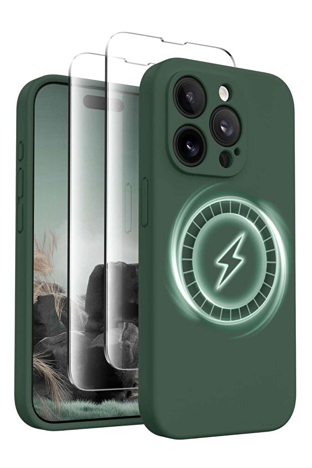 iPhone 15 Pro Max Case Silicone, MagSafe Compatible, Camera Protection, 2X Screen Protectors
