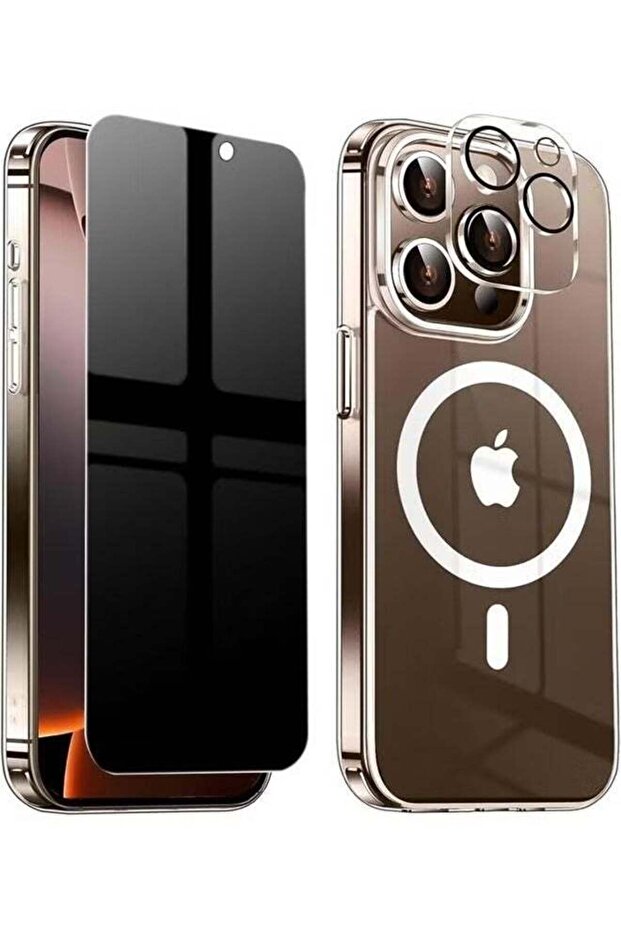 Privacy Case for iPhone 16 Pro, Clear Magnetic Case with Privacy Screen Protector & Camera Protector