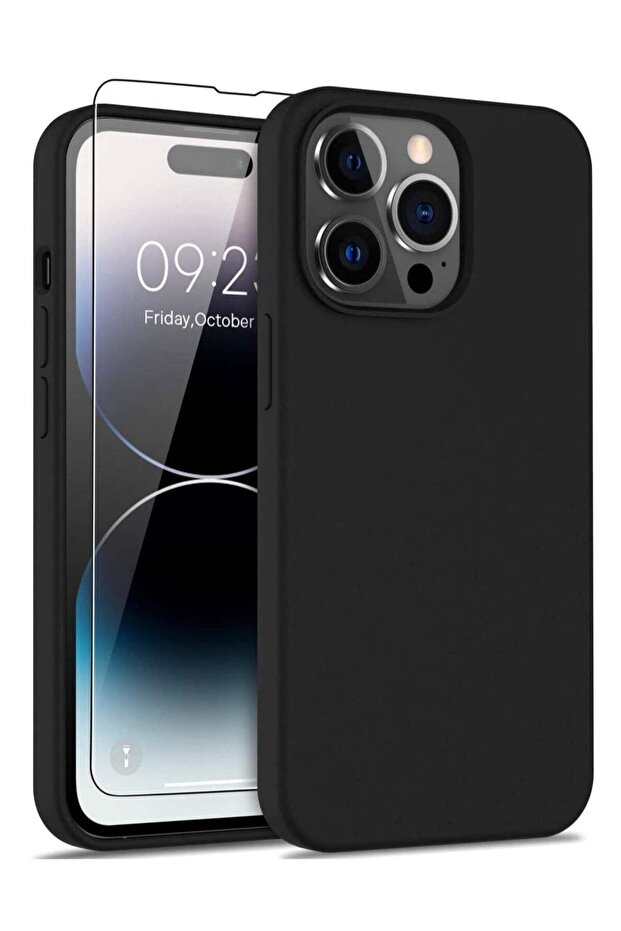 iPhone 14 Pro Max Case with Screen Protector, Soft Flexible Silicone Gel Rubber Bumper Cover