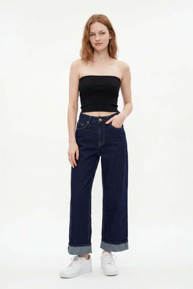 Katlamalı Denim PANTOLON