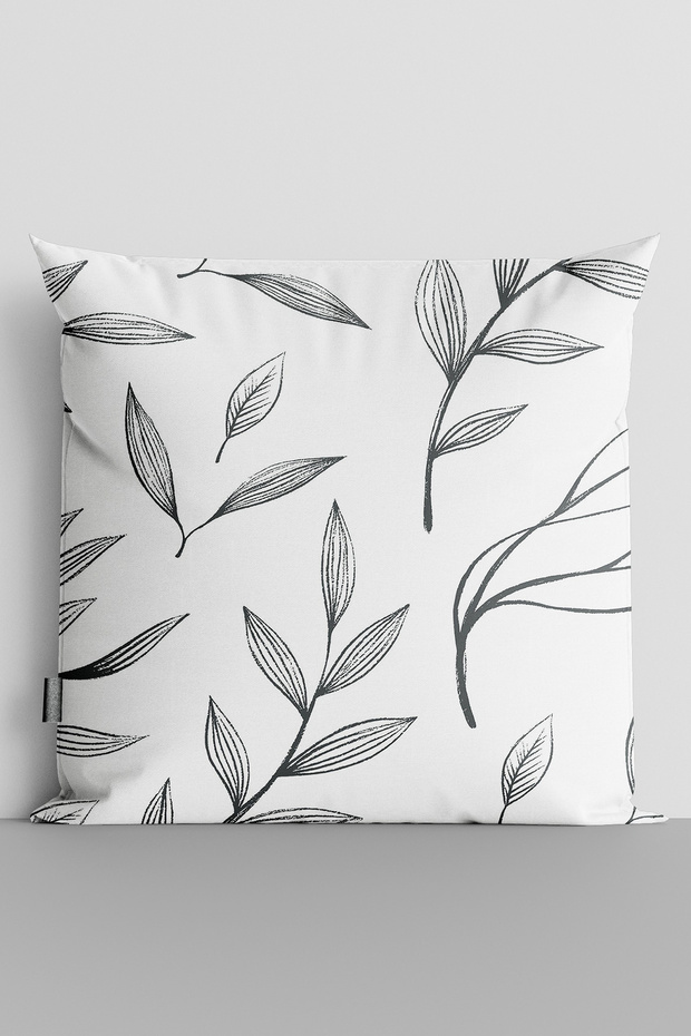 Black Tree Branch and Leaves Double Sided Digital Printed Throw Pillow Cover - 2469