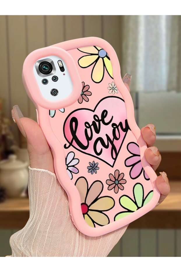 Poco M5S Compatible Case Camera Protector Pink Silicone Couple Phone Case Floral Pattern
