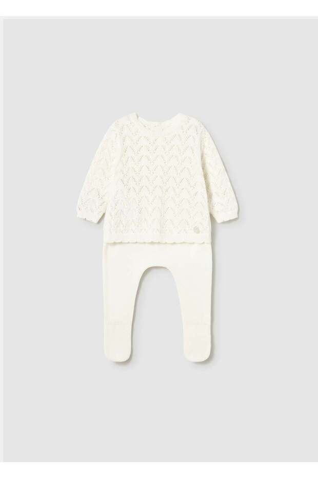 Newborn Baby Girl Mercerized Knitwear Set White