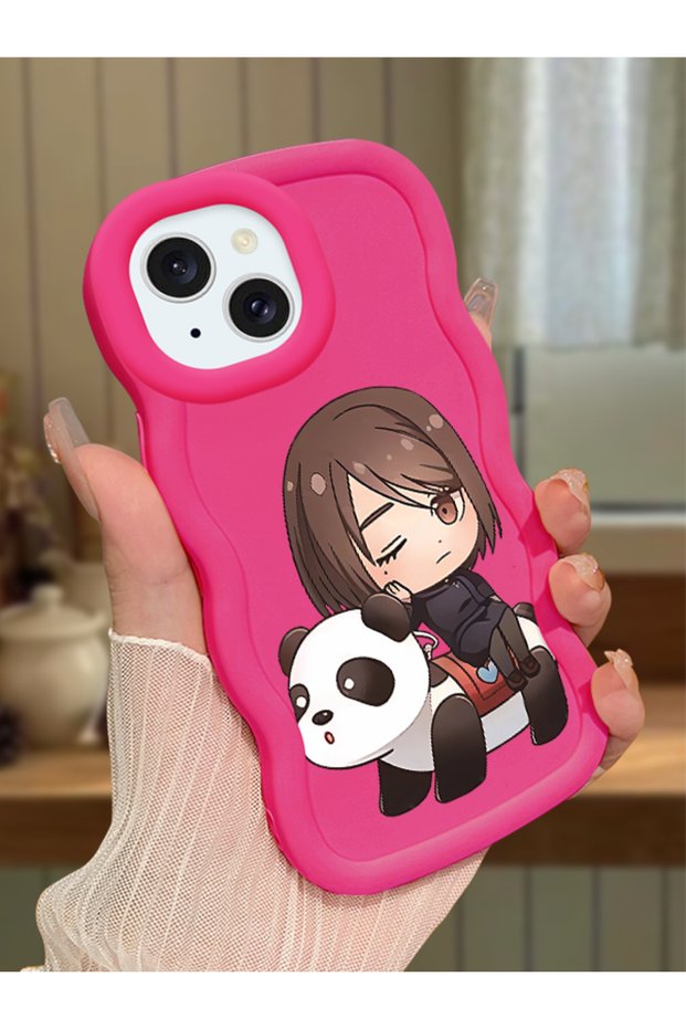 iPhone 14 Compatible Case Camera Protector Red Silicone Couple Phone Case Panda Pattern