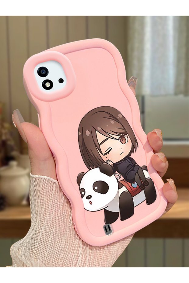 Realme C20 Compatible Case Camera Protector Pink Silicone Couple Phone Case Panda Pattern