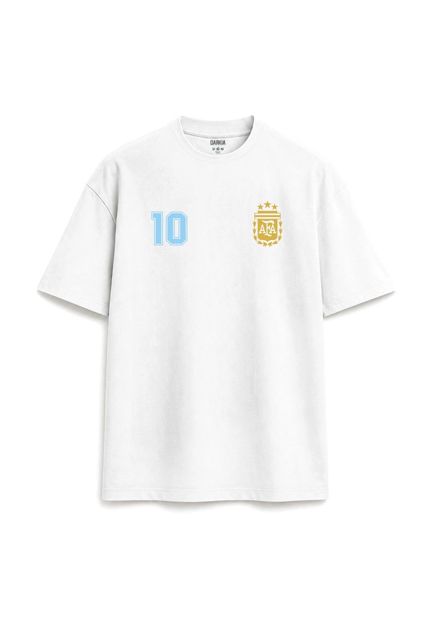 Argentina Messi Maradona Special Design Written Relaxed Fit Unisex White T-Shirt