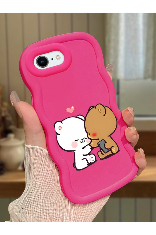 iPhone 6S Plus Compatible Case Camera Protector Red Silicone Couple Phone Case Cute Pattern