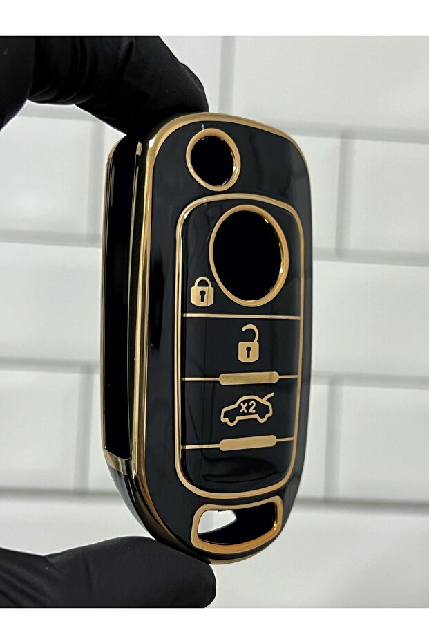 Fiat Doblo Ducato Fiorino Punto 500L Bravo Key Case Cover Black Gold