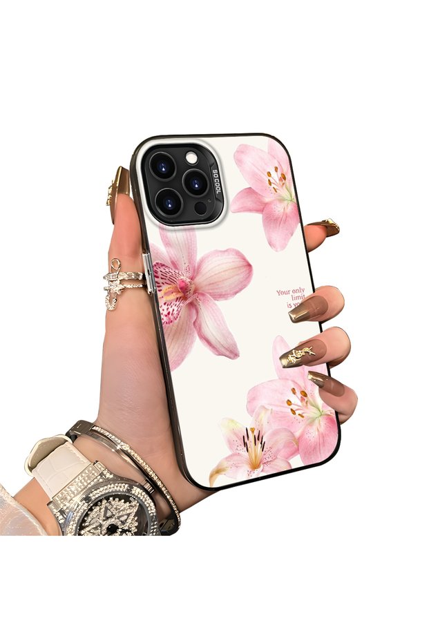 حافظة هاتف متوافقة مع هاتف iPhone 13 Pro مصنوعة من السيليكون وذات حافة صلبة وخلفية صلبة ونمط زهور