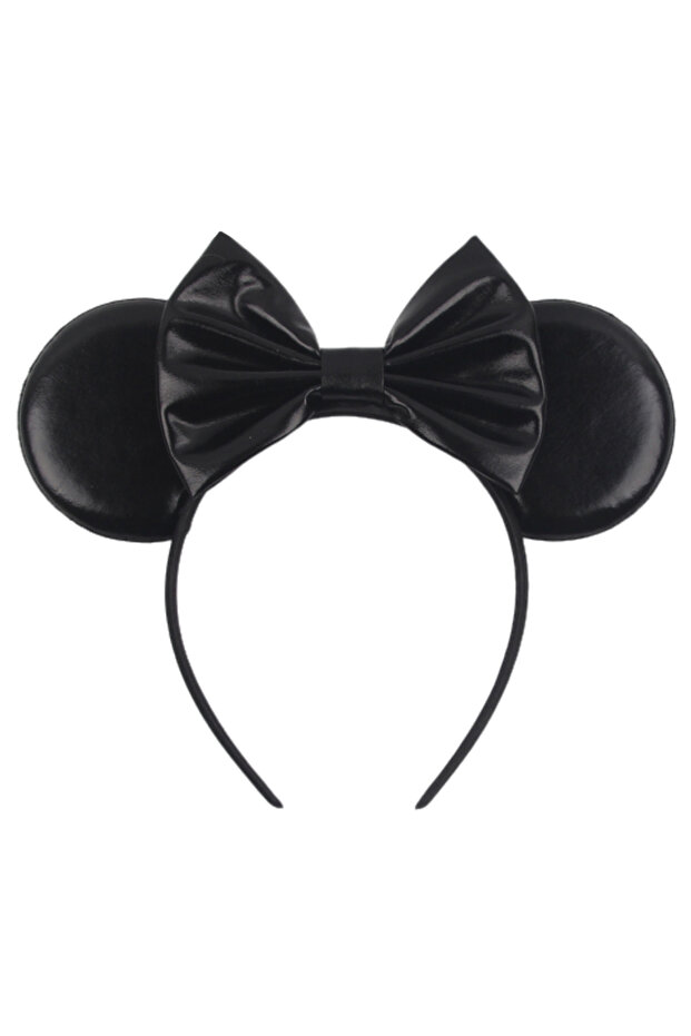 Style 05 1pc Mickey Mouse Ear Hair Hoop Pu Leather Sequins Butterfly Knot Personalized Rivet Holiday