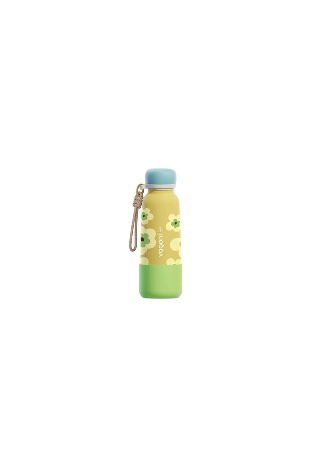 Vagonlife Steel Straw Bottle/Thermos with Hand Strap Vgn1105 550ml - Yellow
