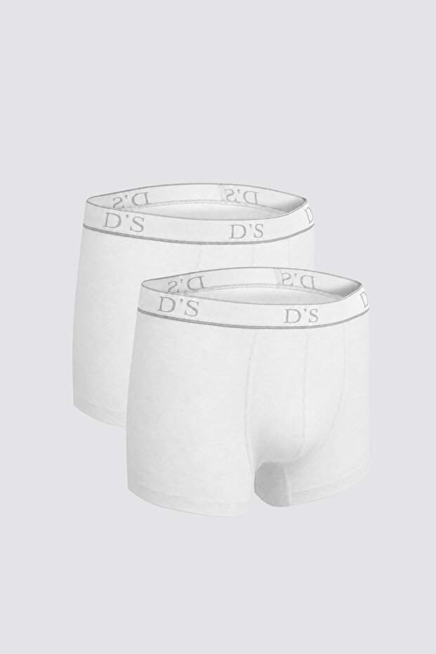Ds Damat White Elastic Waistband Brand Logo Lycra Stretchable 2-Piece Boxer Set