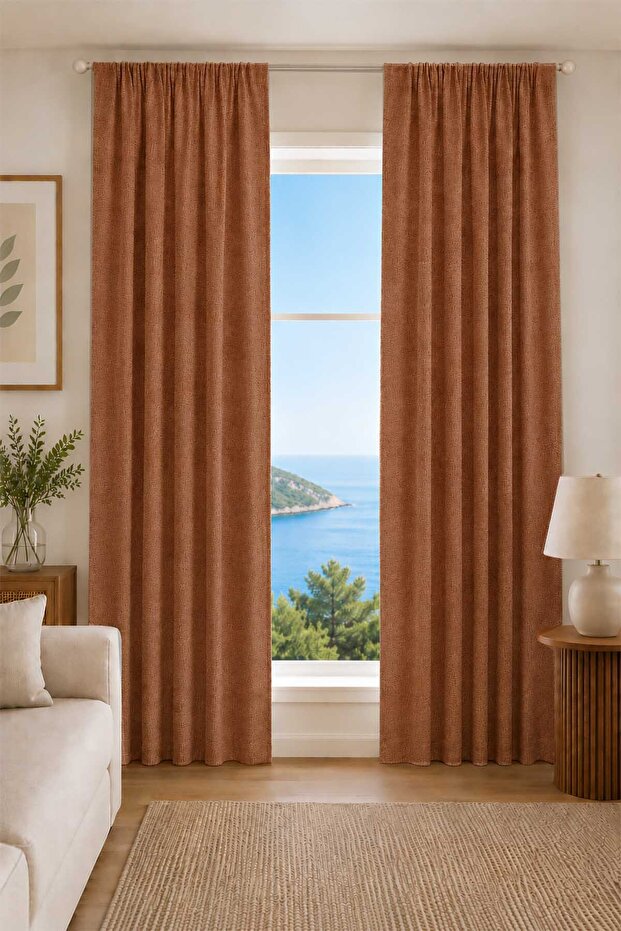Linen Blackout Tile Background Curtain 280X260 1X2,5 Pile