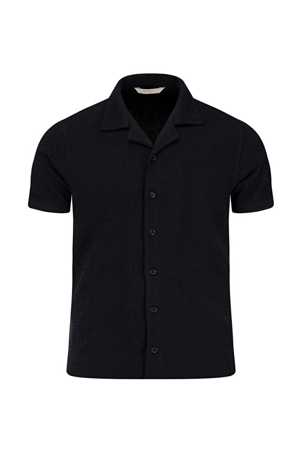 Black Regular Fit Apaş Collar Shirt