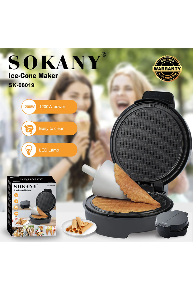 1200W Electric Waffle Cone Maker – Non-Stick Ice Cream Cone & Egg Roll Machine