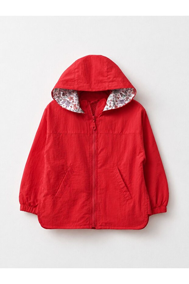 Premium Hooded Girls' Raincoat 2-9 Years Old Breathable Mesh Lined Lightweight Comfortable Stylish-Red