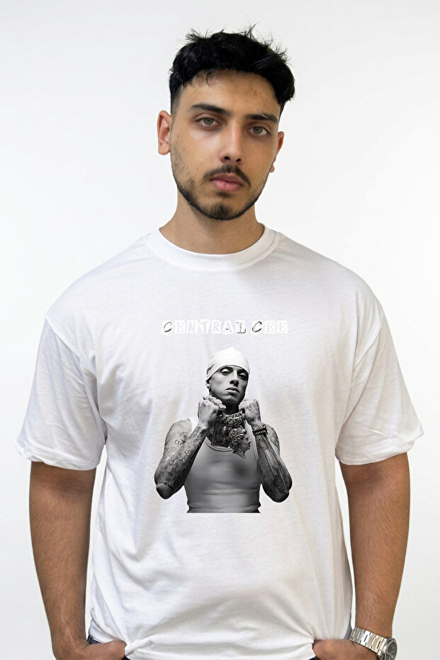 Central Cee_46 Design Printed Oversize White T-Shirt