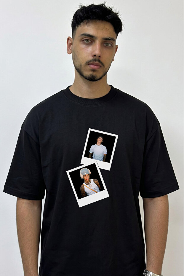 Central Cee_45 Design Printed Oversize Black T-Shirt