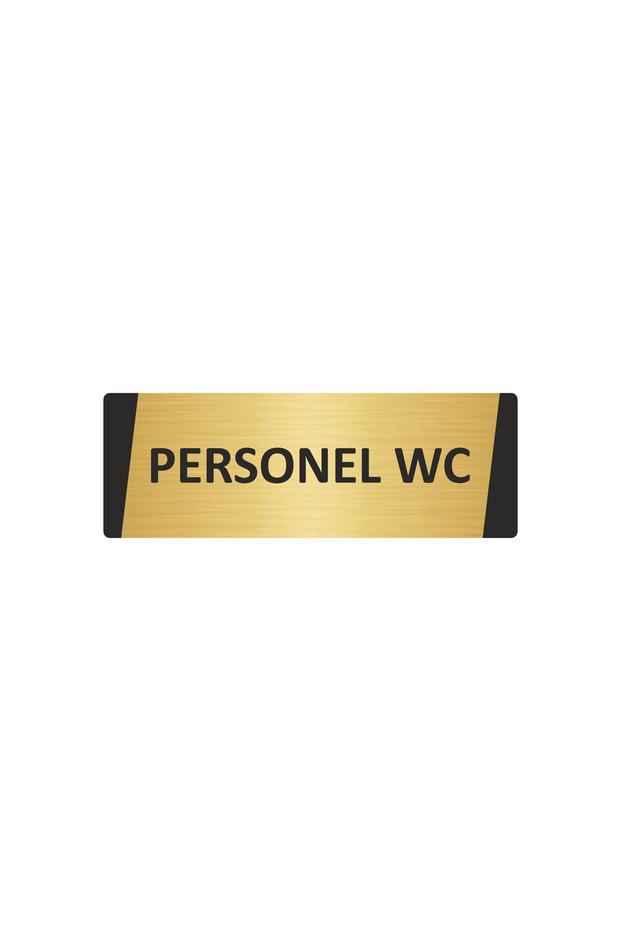 Staff Wc Metal Warning Sign 5X20 cm Gold Color